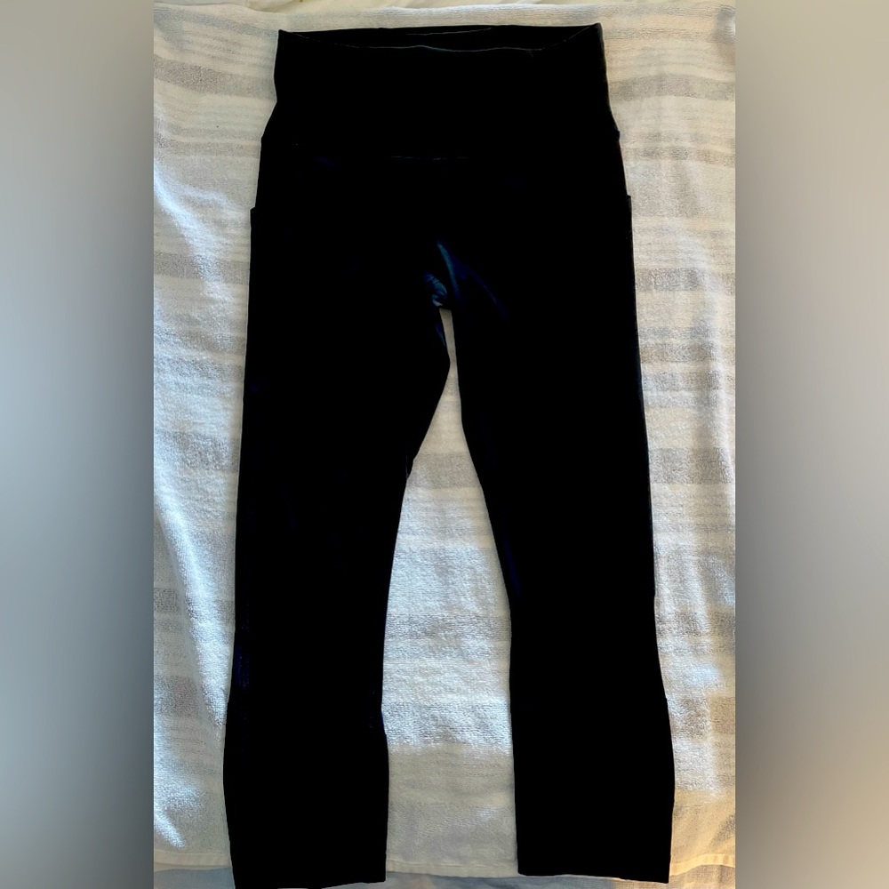 Lululemon Leggings 4 Womens Black Side Pockets Crop Mesh